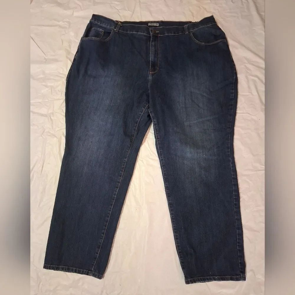 Catherines Right Fit Curvy Dark Blue Straight Leg Stretch Jeans Sz